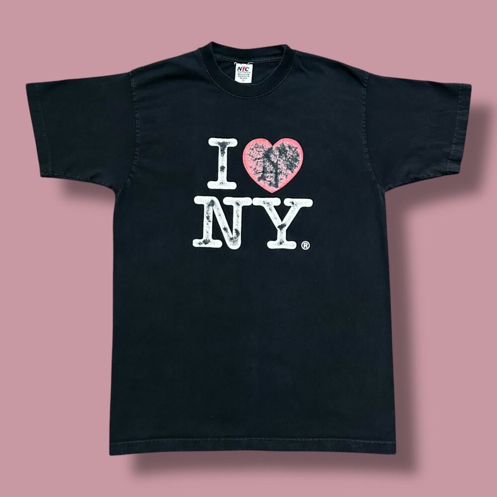 Vintage I Love NY Shirt Y2k Graphic Tee NYC Faded Black Distressed M/L